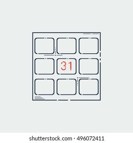 The Calendar Icon, Thin Line Flat Style. Vector, Illustration