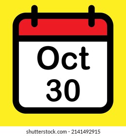 Kalendersymbol 30. Oktober, Vektorgrafik