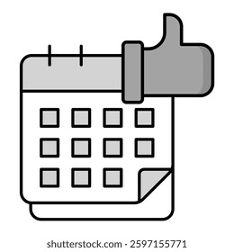 Calendar icon with a thumbs-up representing event approvals, meeting confirmations, decision tracking, and workflow validation