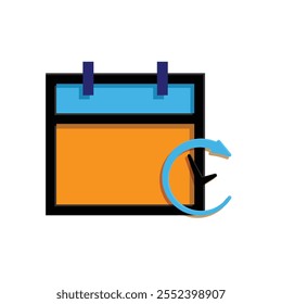 calendar icon. Calendar with time clock icon. calendar vector icon. important times or anniversaries. modern flat design style. vector design