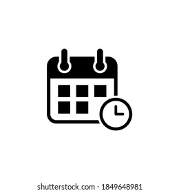 Icono de calendario en diseño plano de moda. Icono de programación y fecha aislado 