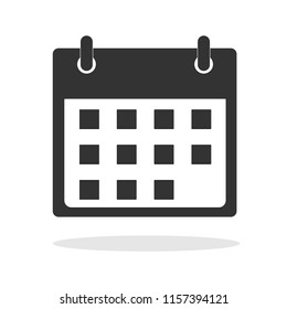 calendar icon in trendy flat style on white background. calendar icon symbol for your web site design, logo, app, UI. calendar with shadow symbol. 