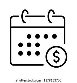Calendar icon in trendy flat style isolated on white background. Salary symbol. Vector illustration.