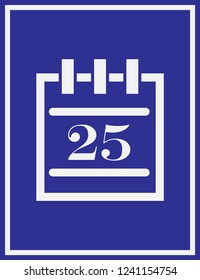 Calendar Icon in trendy flat style isolated on blue background.
