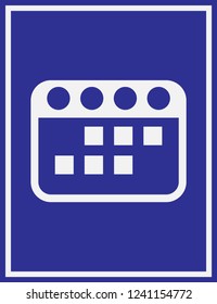 Calendar Icon in trendy flat style isolated on blue background.