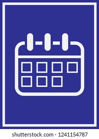 Calendar Icon in trendy flat style isolated on blue background.
