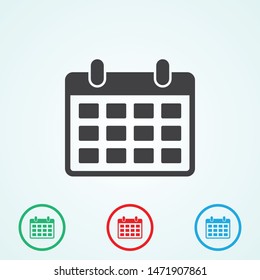 A calendar icon in trendy flat style . A symbol for your web site design, logo, app, UI. Vector illustration. The sign of a calendar. The symbol of a calendar.