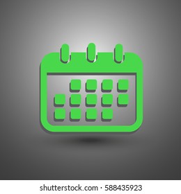 Calendar Icon in trendy flat style isolated on grey background.