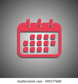 Calendar Icon in trendy flat style isolated on grey background.