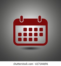 Calendar Icon in trendy flat style isolated on grey background.