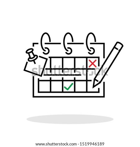 Calendar icon in trendy flat style. Marking day with pen symbol for your web site design, logo, app, UI Vector EPS 10. 