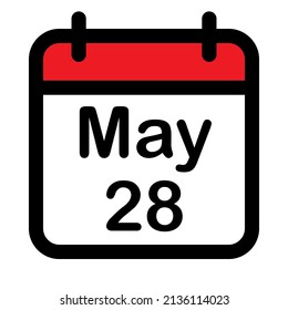 Calendar icon with twenty eighth may, vector illustration