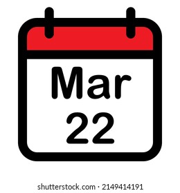 Icono de calendario con 22ª marcha, ilustración vectorial