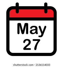 Calendar icon with twenty seventh may, vector illustration