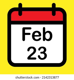 Calendar icon twenty third February, vector illustration