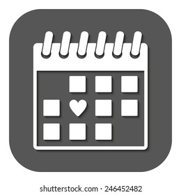 The calendar icon. Valentines day symbol. Flat Vector illustration. Button
