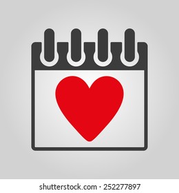 The calendar icon. Valentines day symbol. Flat Vector illustration