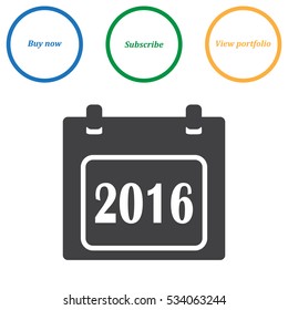 Calendar Icon Vector 2016 flat design style