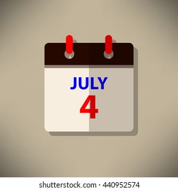 Calendar icon vector 4th of july independent day festival Happy Memorial Day background illustration