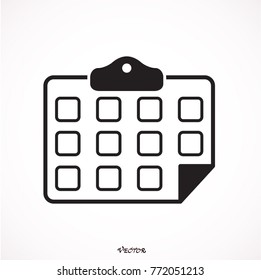calendar icon vector black paper