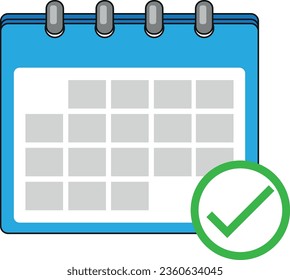 calendar icon vector blue confirmed symbol.