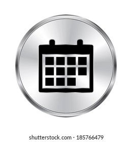 Calendar Icon - vector brushed metal button