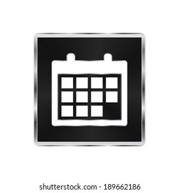 Calendar Icon - vector brushed metal button