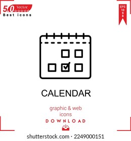 calendar icon vector . Business marketing management, calendar icons , simple, isolated, application , logo, flat icon for website design or mobile applications, 
UI  UX design Editable stroke. EPS10