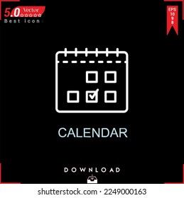 calendar icon vector . Business marketing management, calendar icons , simple, isolated, application , logo, flat icon for website design or mobile applications, 
UI  UX design Editable stroke. EPS10