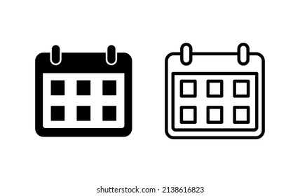 Vector de icono de calendario. Signo y símbolo de calendario. Símbolo de icono de planificación