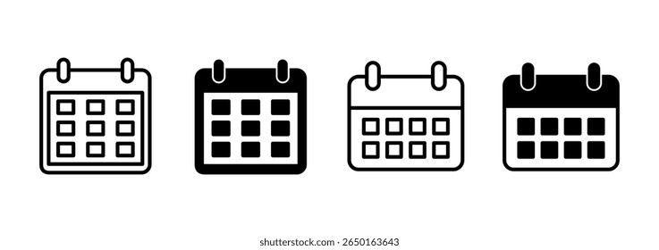 Vetor de ícone de calendário. Símbolo e sinal de calendário. Símbolo do ícone Agendar