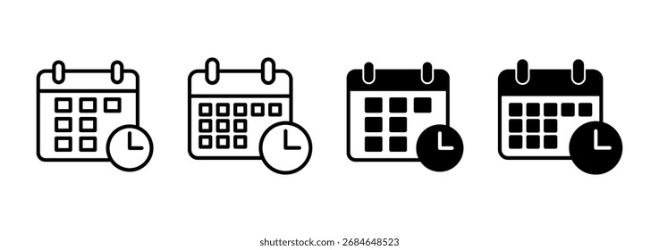 Vector de icono de calendario. Signo y símbolo del calendario. Símbolo de icono de programación