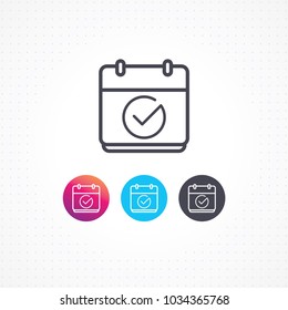 Calendar icon. Vector icon calendar with check mark. Calendar illustration for graphic and website. Calendar icon in flat style. Vector illustration