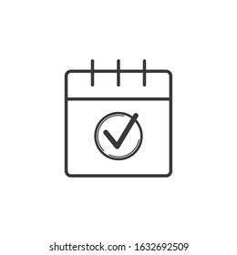 Calendar icon. Vector icon calendar with check mark. Stock vector illustration isolated on white background.