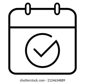 Calendar icon. Vector icon calendar with check mark. Calendar illustration for graphic and website. Calendar icon in flat style. vector illustration isolated on a white background