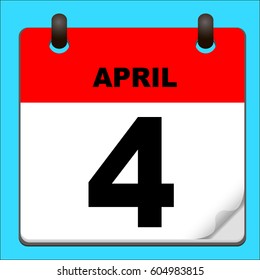Calendar icon vector. calendar with date april 4