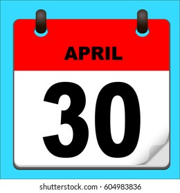 Calendar icon vector. calendar with date april 30