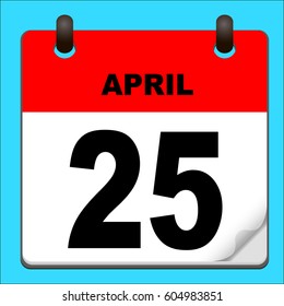 Calendar icon vector. calendar with date april 25