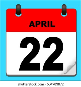 Calendar icon vector. calendar with date april 22