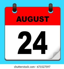 Calendar icon vector. calendar with date august 24