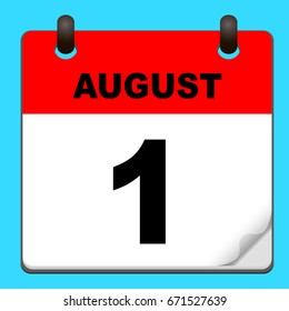 Calendar icon vector. calendar with date august 1