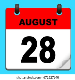 Calendar icon vector. calendar with date august 28