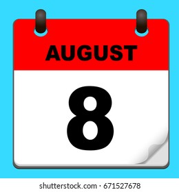 Calendar icon vector. calendar with date august 8