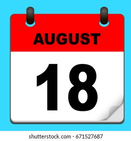 Calendar icon vector. calendar with date august 18