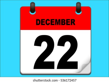 Calendar icon vector. calendar with date december 22