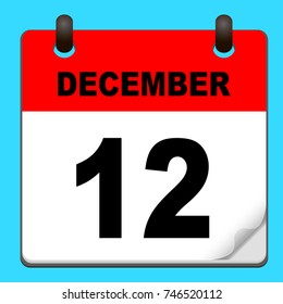 Calendar icon vector. calendar with date december 12