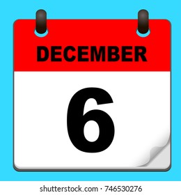 Calendar icon vector. calendar with date december 6