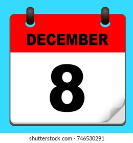 Calendar icon vector. calendar with date december 8