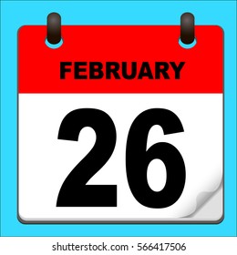 Calendar icon vector. calendar with date february 26
