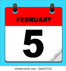 Calendar icon vector. calendar with date february 5